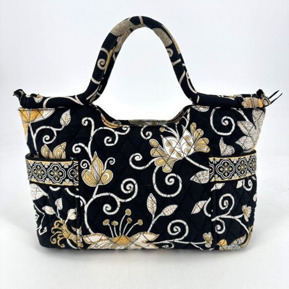 Vera Bradley Sherry Mini Tote in‎ Yellow Bird Quilted Black & Yellow Handbag